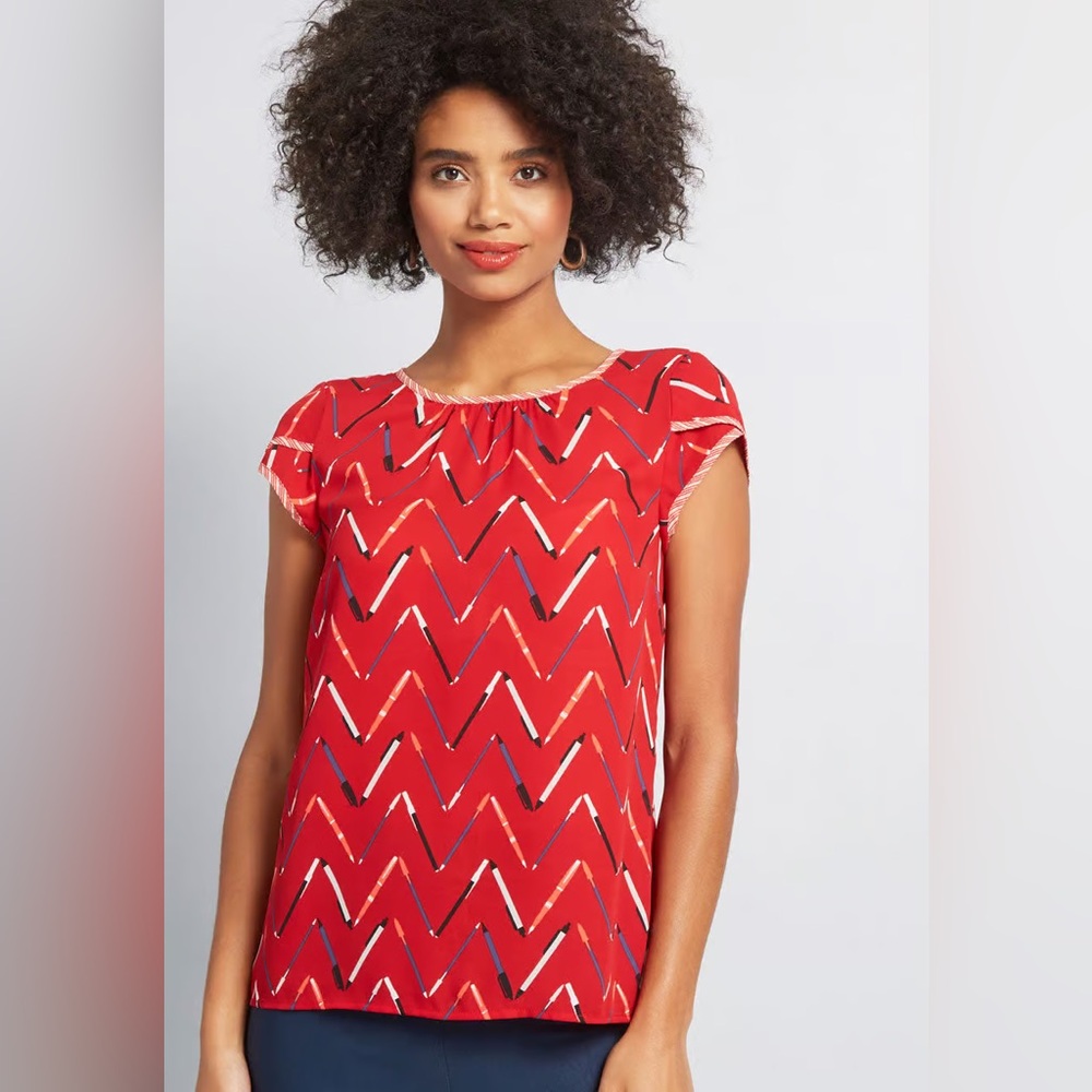 ModCloth Cute and Collected Chiffon Top